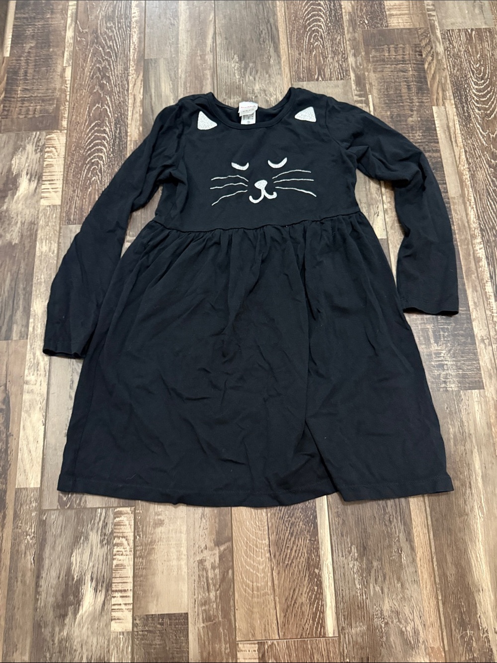 Hanna Andersson Black Long-Sleeve Cat Face Dress